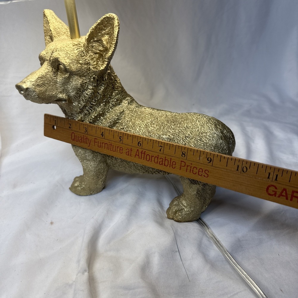 Marshall's Homesense Corgi Dog Brushed Gold Table Lamp White Shade NEW - Picture 11 of 14